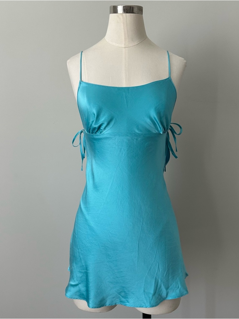 Vintage Turquoise Silk Slip